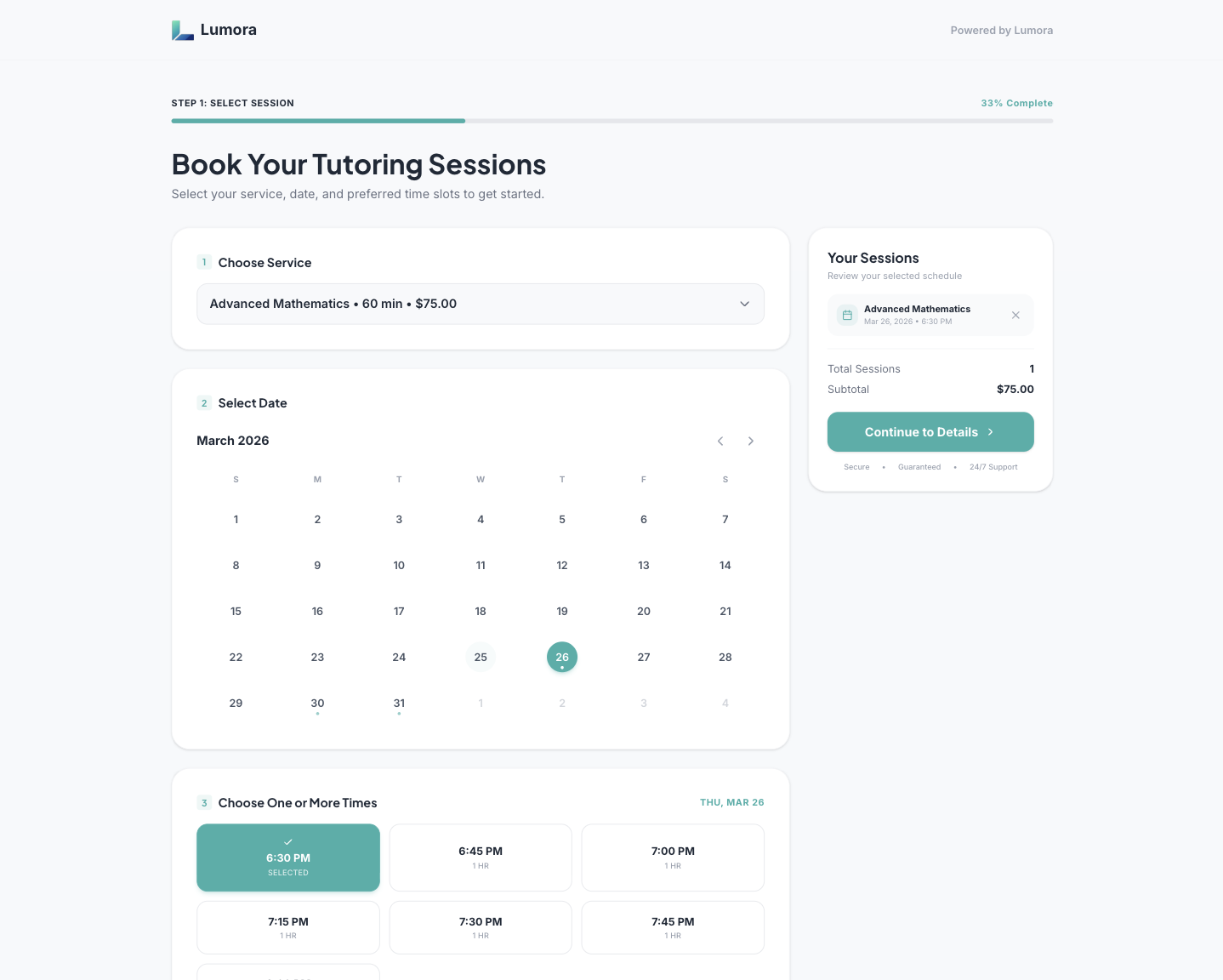 Parent Booking